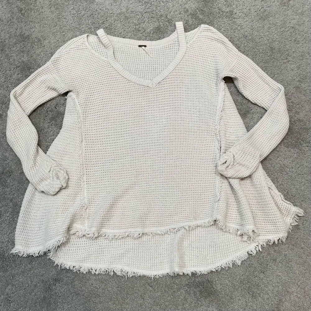 Free People Ivory Moonshine Cold Shoulder Sweater Size M